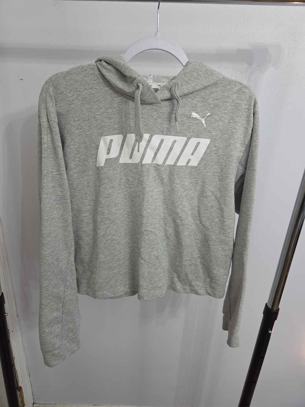 PUMA Women's Grey Logo Hoodie Sweater